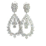 Pendientes colgantes de diamantes cultivados en laboratorio en oro blanco de 14 quilates con forma de pera y marquesa