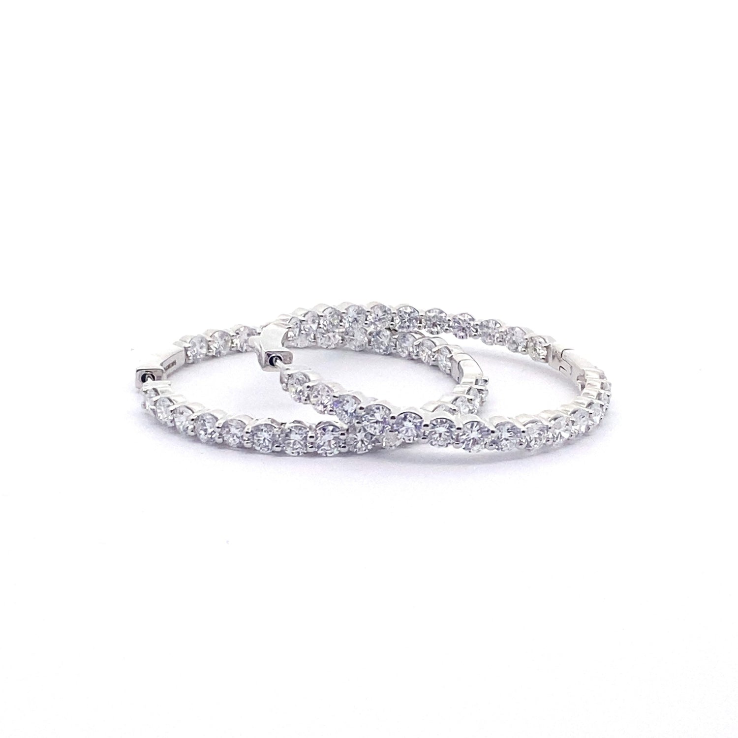 14K White Gold 10.00 ctw Round Brilliant Cut Lab Grown Diamond Inside Out Hoop Earrings