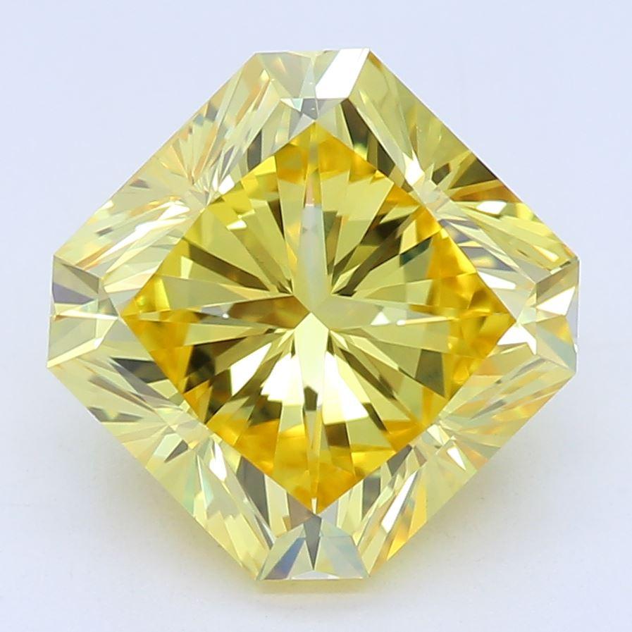 Diamante cultivado en laboratorio de 2,29 quilates, corte radiante, amarillo intenso y elegante, claridad VS1