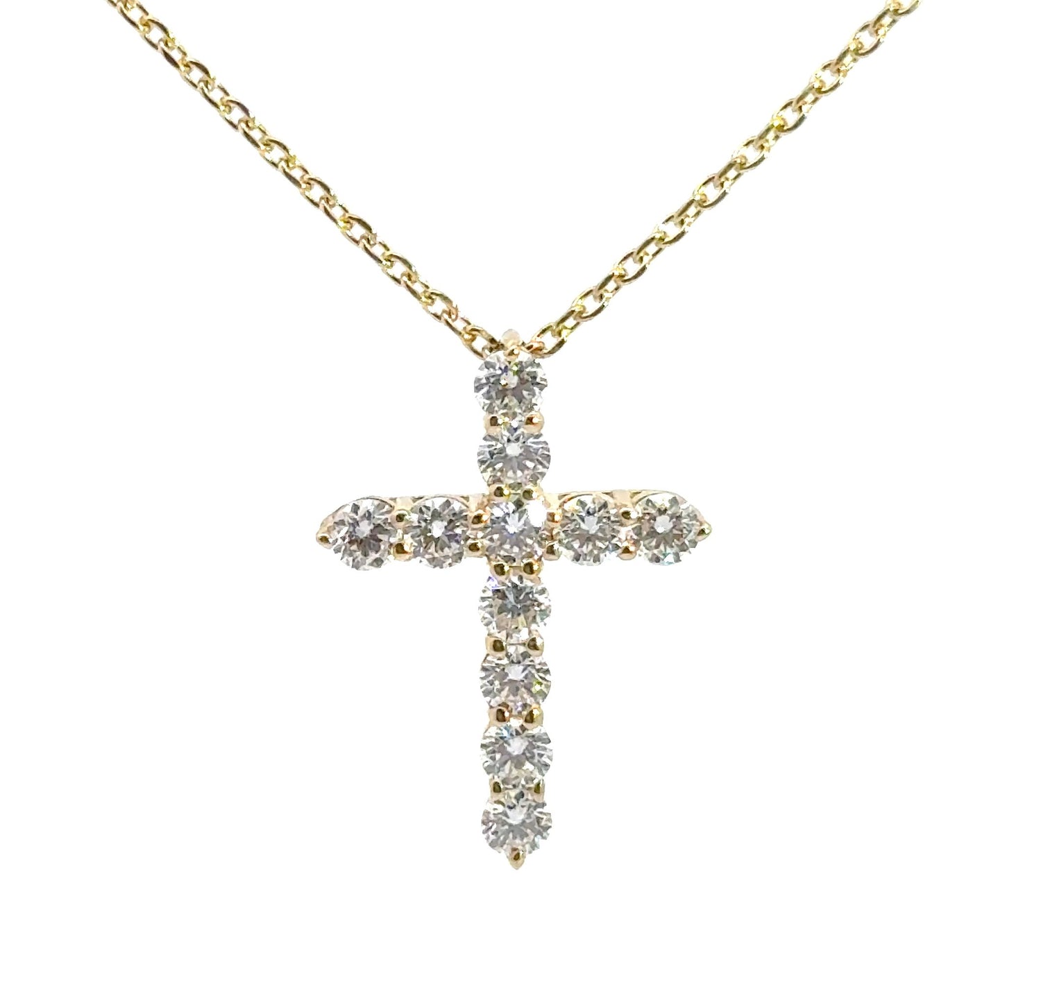 14K Yellow Gold 1.22 cttw Round Brilliant Cut Lab Grown Diamond Cross Pendant