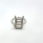 14K White Gold Emerald Cut Semi Mount Ring for 8CT Diamond
