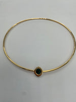 18K Yellow Gold Fancy Malachite Choker Necklace