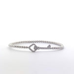 18K White Gold 0.18 cttw Diamond Lock And Key Bead Stretch Bracelet