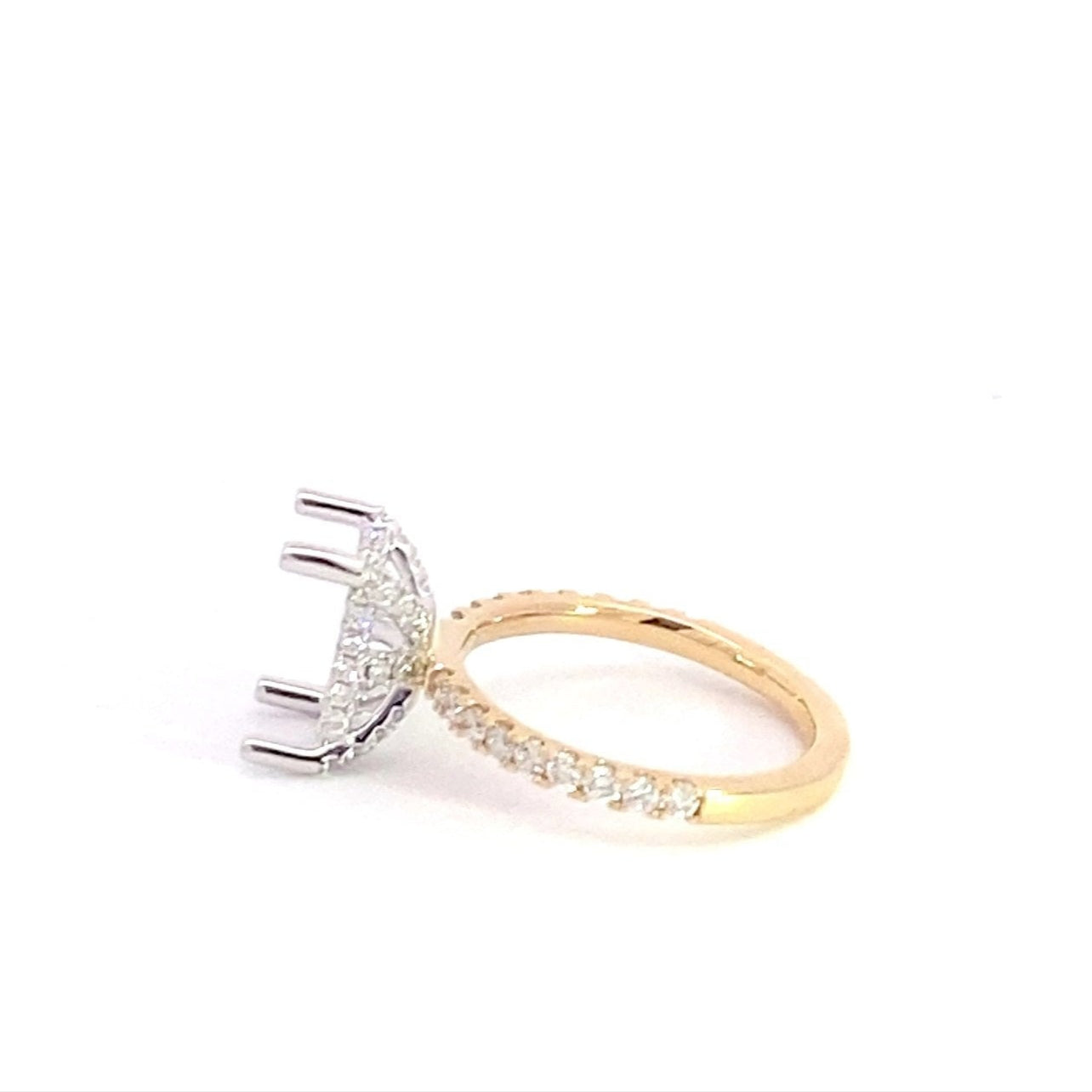 14K Yellow Gold Halo Round Brilliant Cut Diamond Semi Mounting 0.65 Cttw