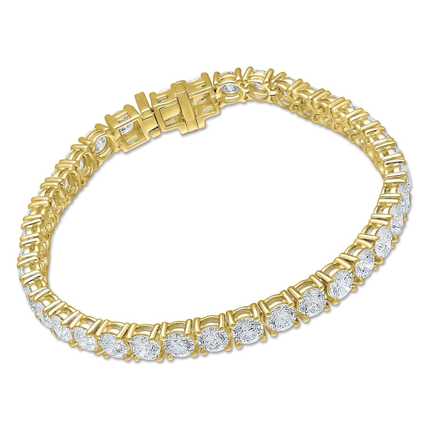 14K Yellow Gold Round Lab Grown Diamond Tennis Bracelet 12.0 CTW Vs1-Vs2