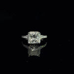 14K White Gold Princess Cut Halo Lab Grown Diamond Engagement Ring 3.75cttw