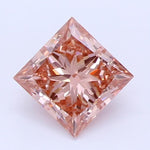 Diamante cultivado en laboratorio de talla princesa, color rosa anaranjado intenso y elegante, de 0,62 quilates, con claridad VVS2
