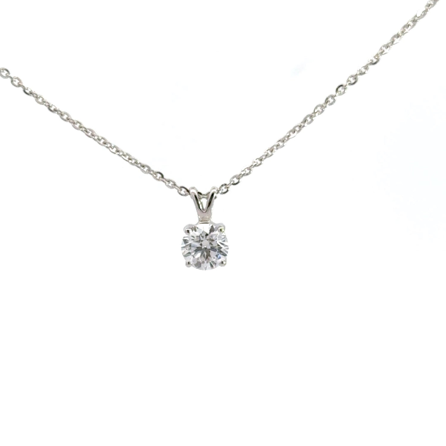 14K White Gold 1.10 cttw Round Brilliant Cut Lab Grown Solitaire Pendant
