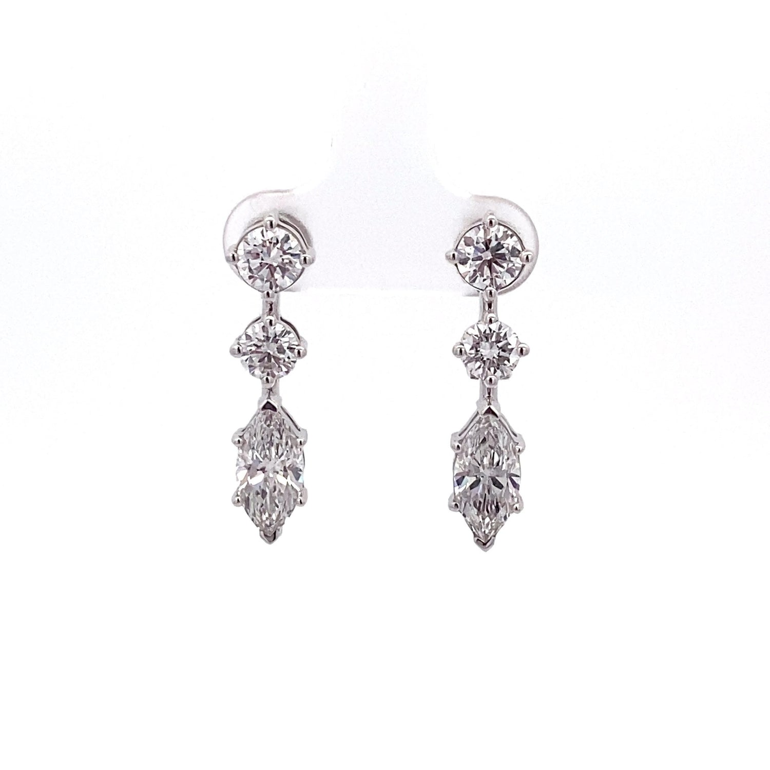 14K White Gold 4.84 ctw Marquise and Round Brilliant Cut Lab Grown Diamond Drop Earrings