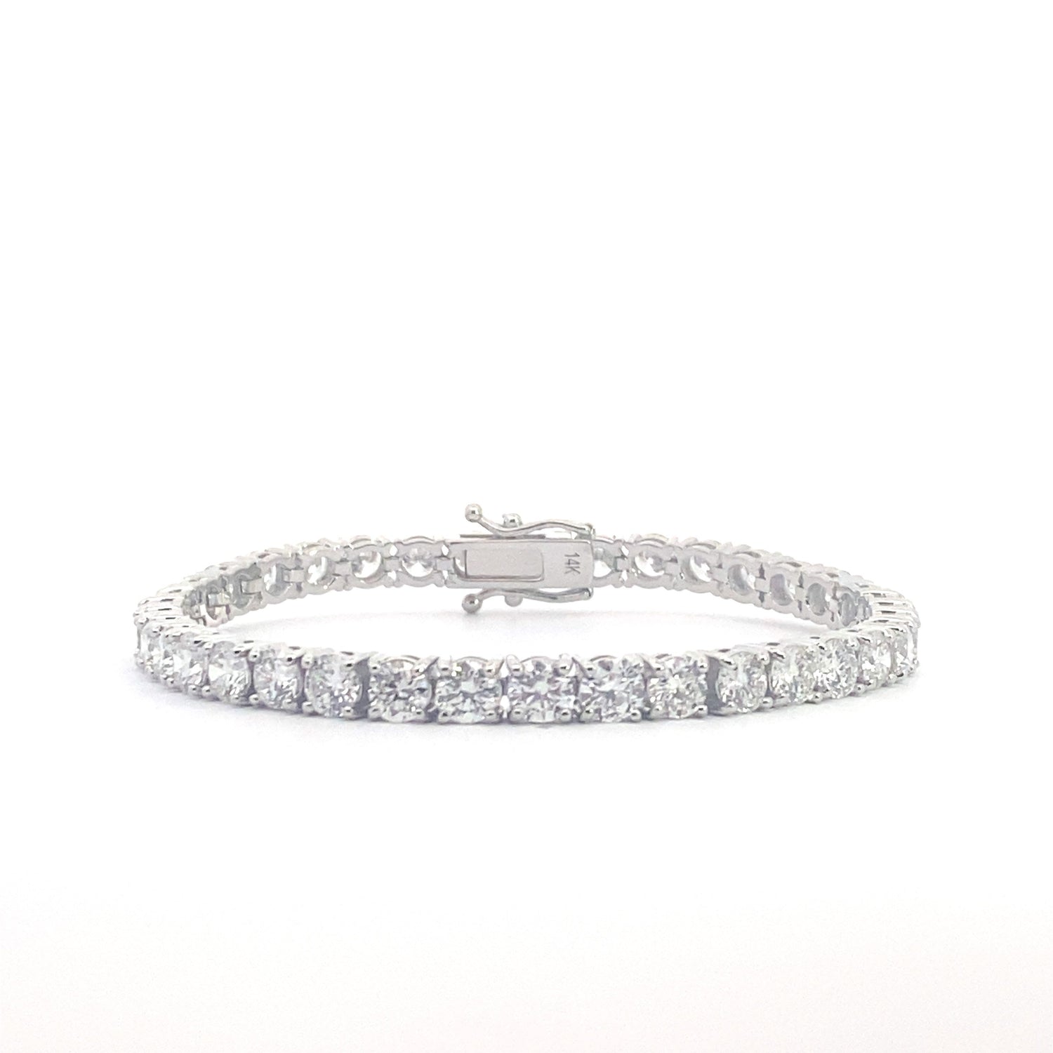 14K White Gold 10.20 cttw Round Brilliant Cut Lab Grown Diamond Tennis Bracelet