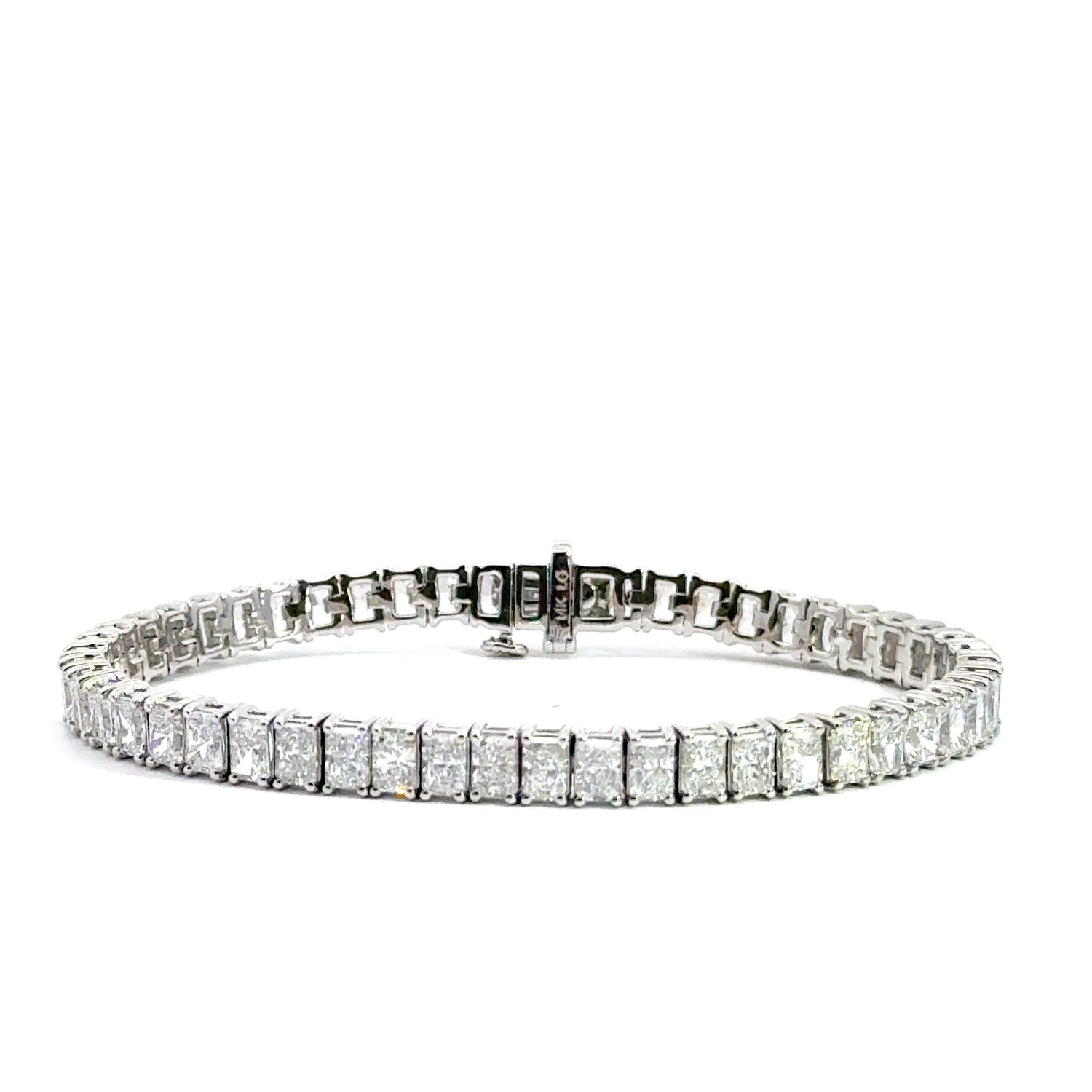 14K White Gold 12.96 cttw Radiant Cut Lab Grown Diamond Tennis Bracelet