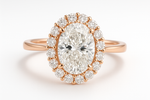 14K Rose Gold Oval And Round Cut Lab Grown Diamond Halo Engagement Ring 3.09Cttw