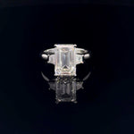 18K White Gold 3 Stone 5.32 cttw Emerald Cut Lab Grown Diamond Engagement Ring