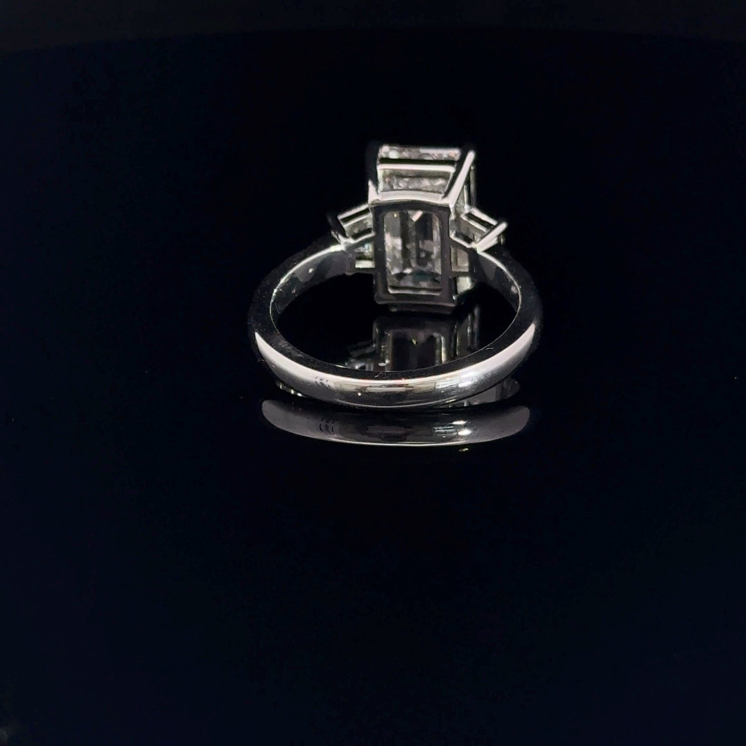 18K White Gold 3 Stone 5.32 cttw Emerald Cut Lab Grown Diamond Engagement Ring