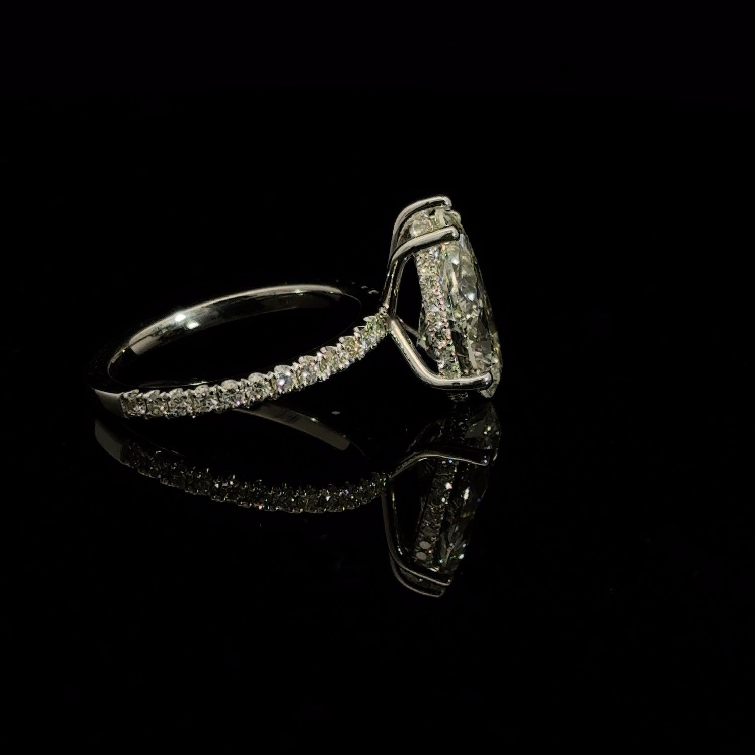 14K White Gold Pear and Round Lab Grown Diamond Engagement Ring 3.63cttw E VVS2 IGI