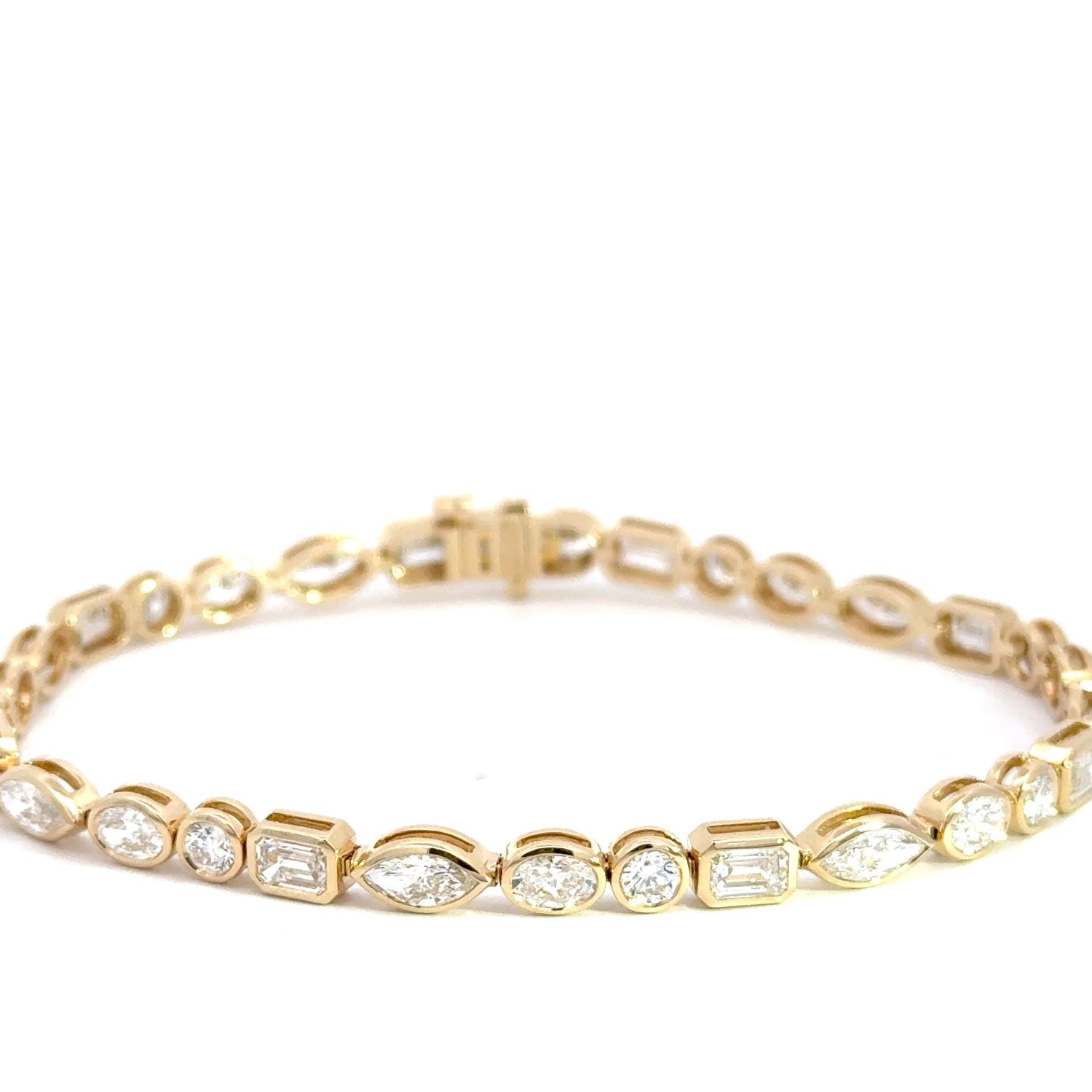 14K Yellow Gold 6.97 cttw Multi Shape Lab Grown Diamond Tennis Bracelet