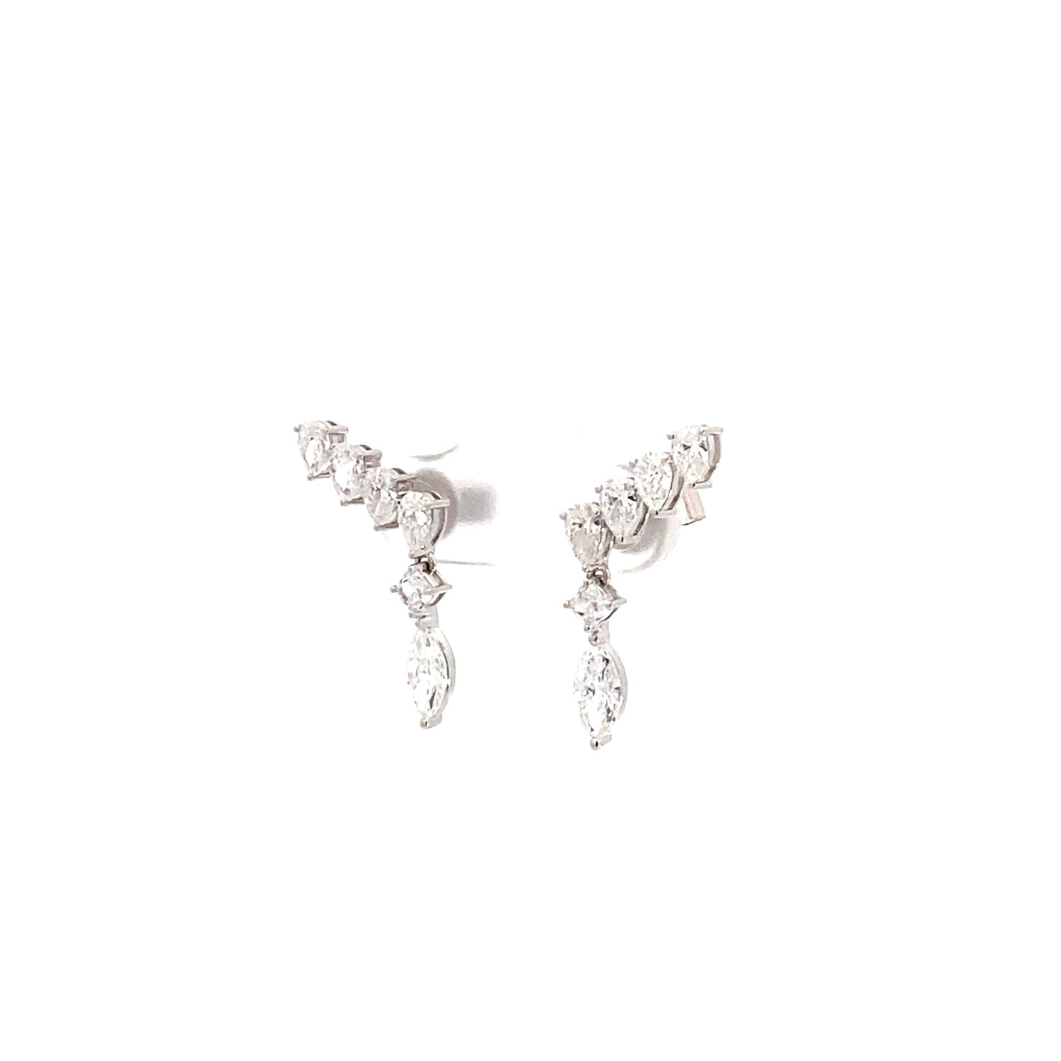 14K White Gold 2.00 ctw Pear, Round, and Marquise Lab Grown Diamond Climb and Drop Earrings