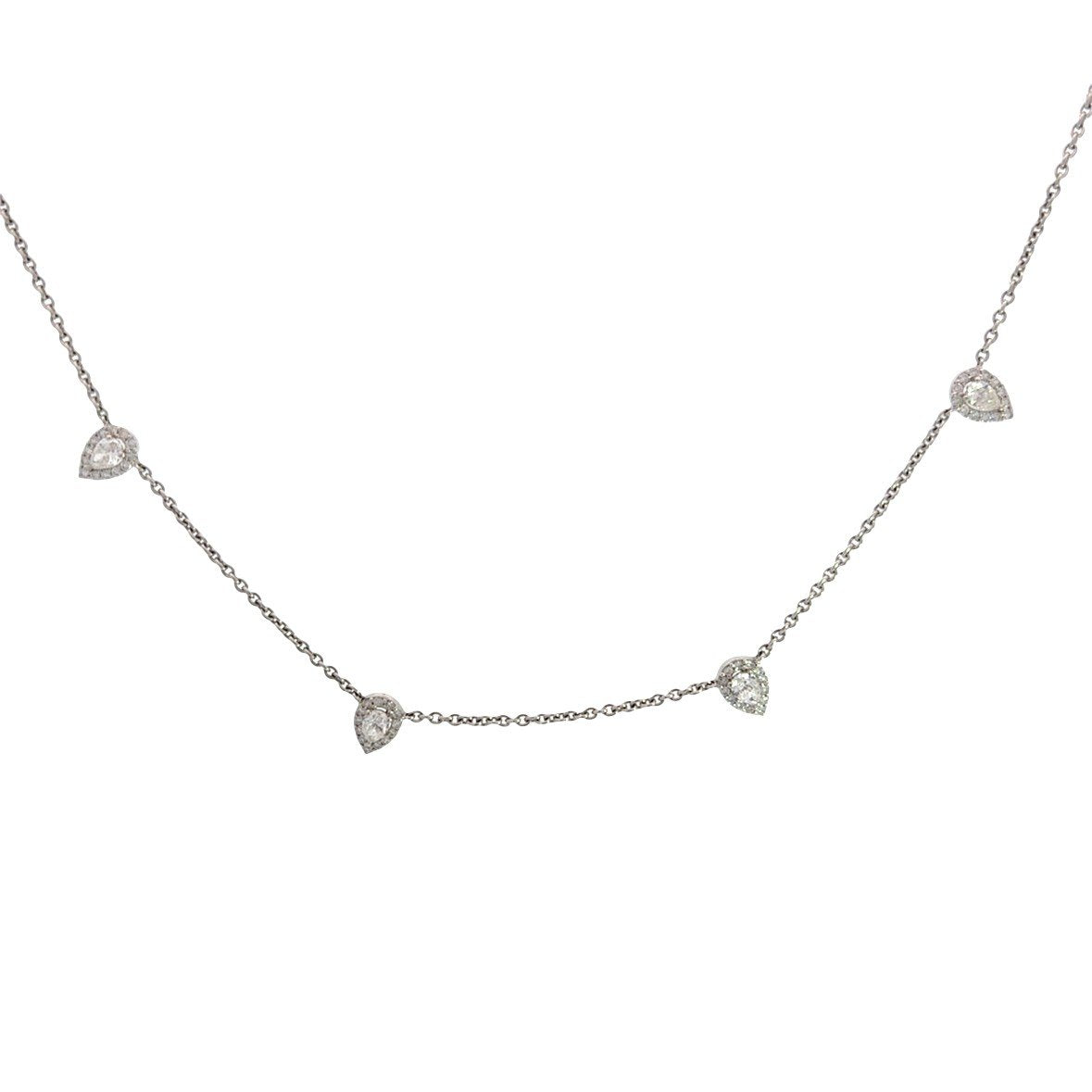 14K White Gold Pear Shape Necklace Lab Grown Diamond 1.25 cttw E Color VS1 Clarity