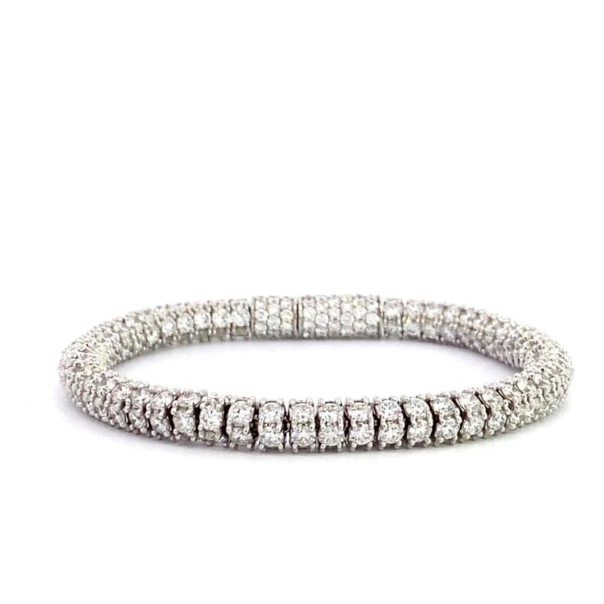 14K White Gold Lab Grown Diamond Tube Rolling Tennis Bracelet 14.07cttw