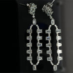 14K White Gold Baguette and Round Cut Lab Grown Diamond Fashion Earrings 9.81cttw