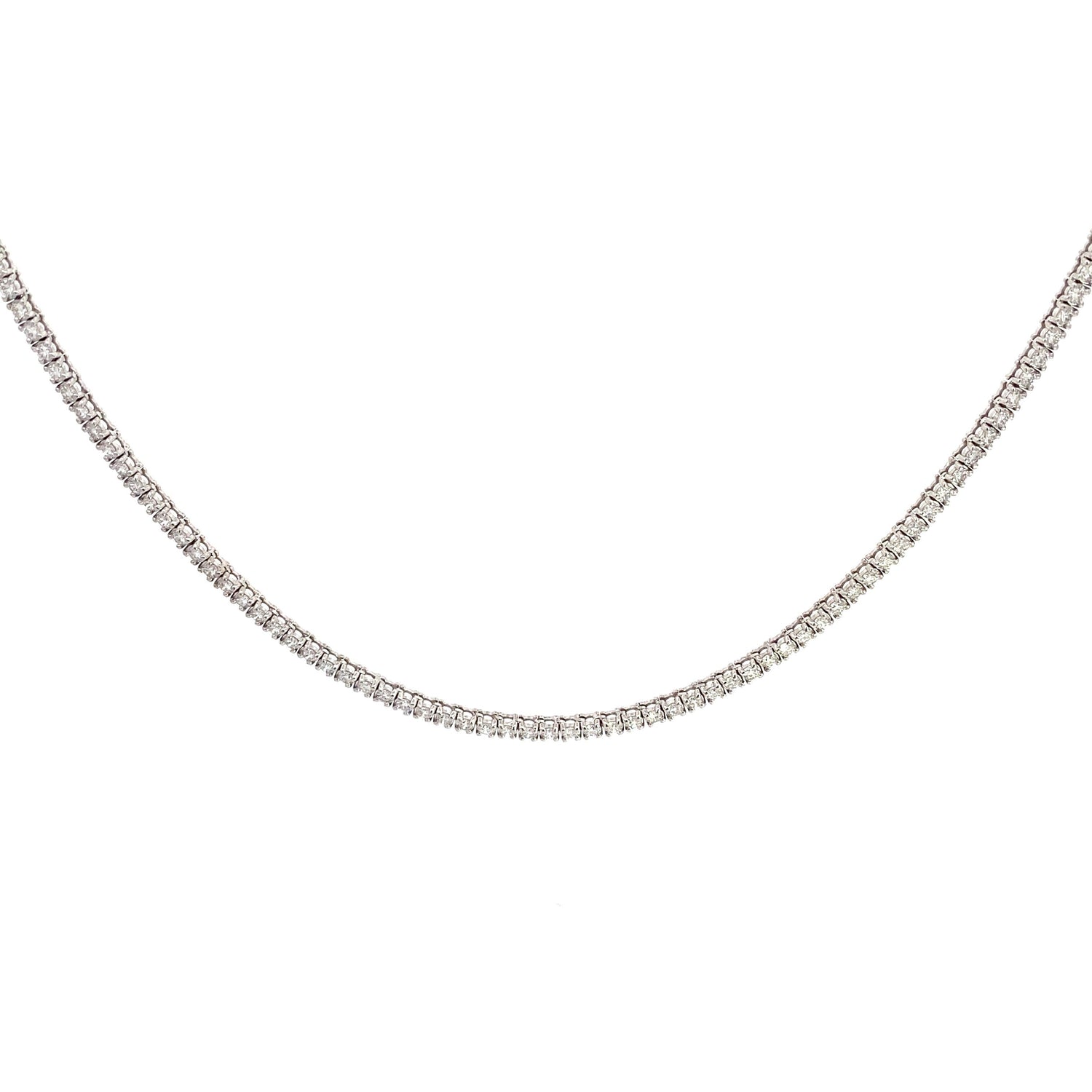 Collar de tenis con diamantes cultivados en laboratorio de talla brillante redonda en oro blanco de 14 quilates