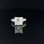 Platinum 5.84 cttw Princess Cut Lab Grown Diamond Engagement Ring