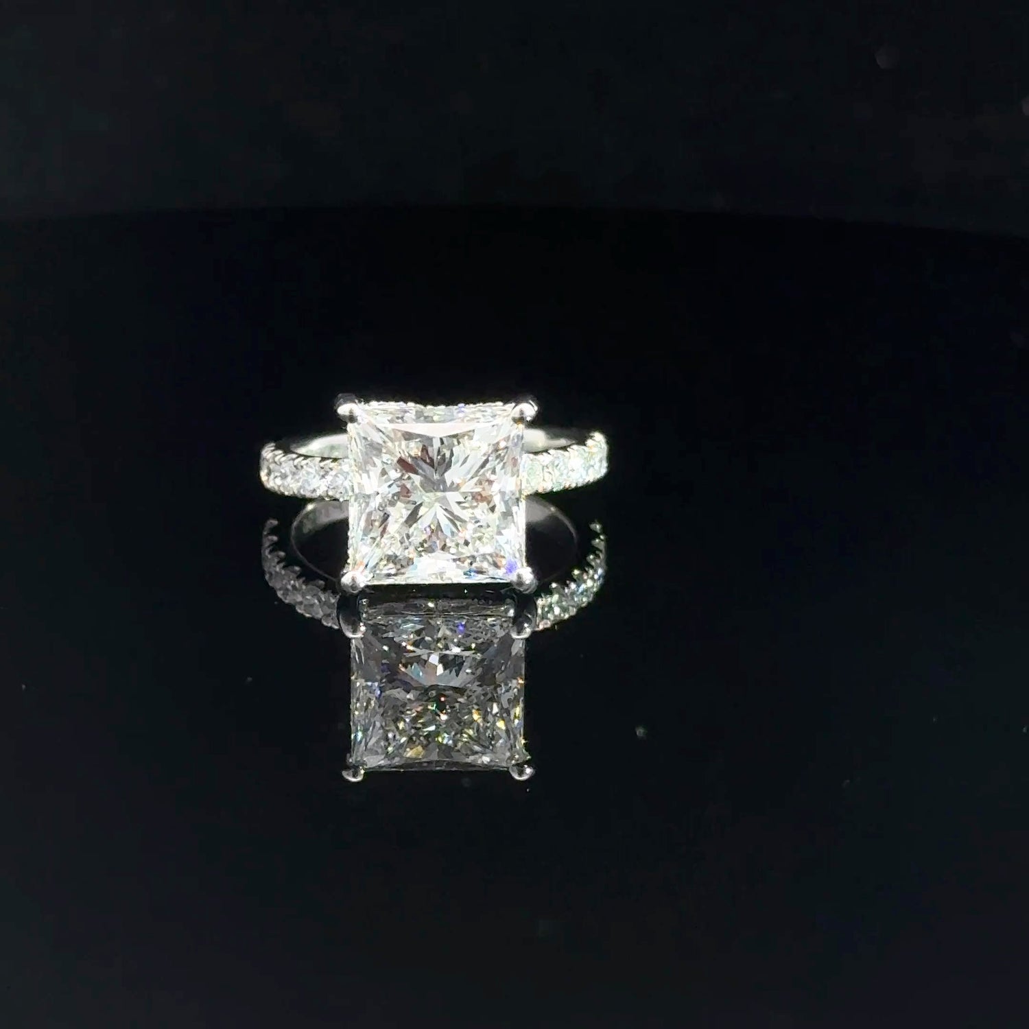 Platinum 5.84 cttw Princess Cut Lab Grown Diamond Engagement Ring