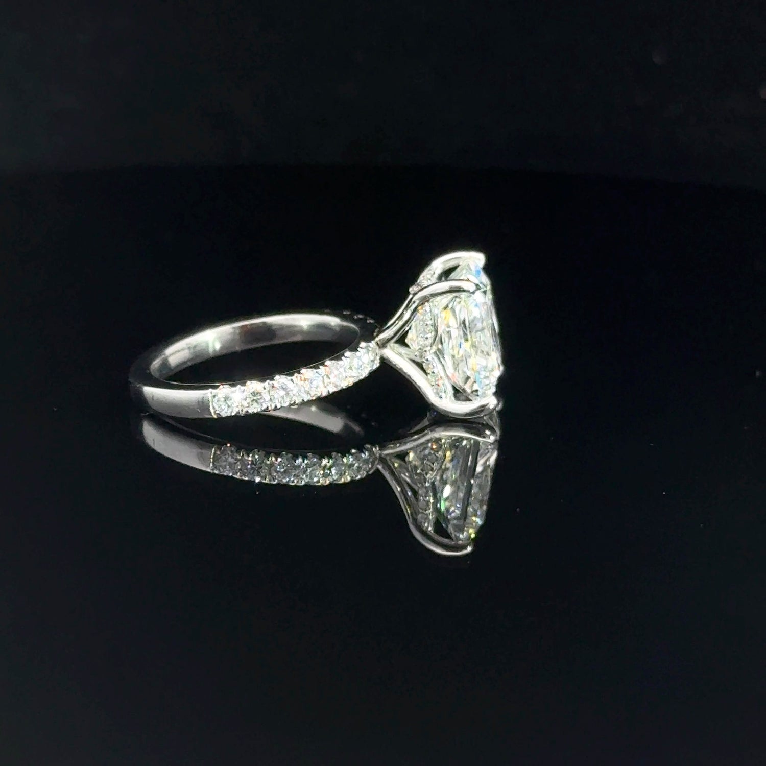 Platinum 5.84 cttw Princess Cut Lab Grown Diamond Engagement Ring