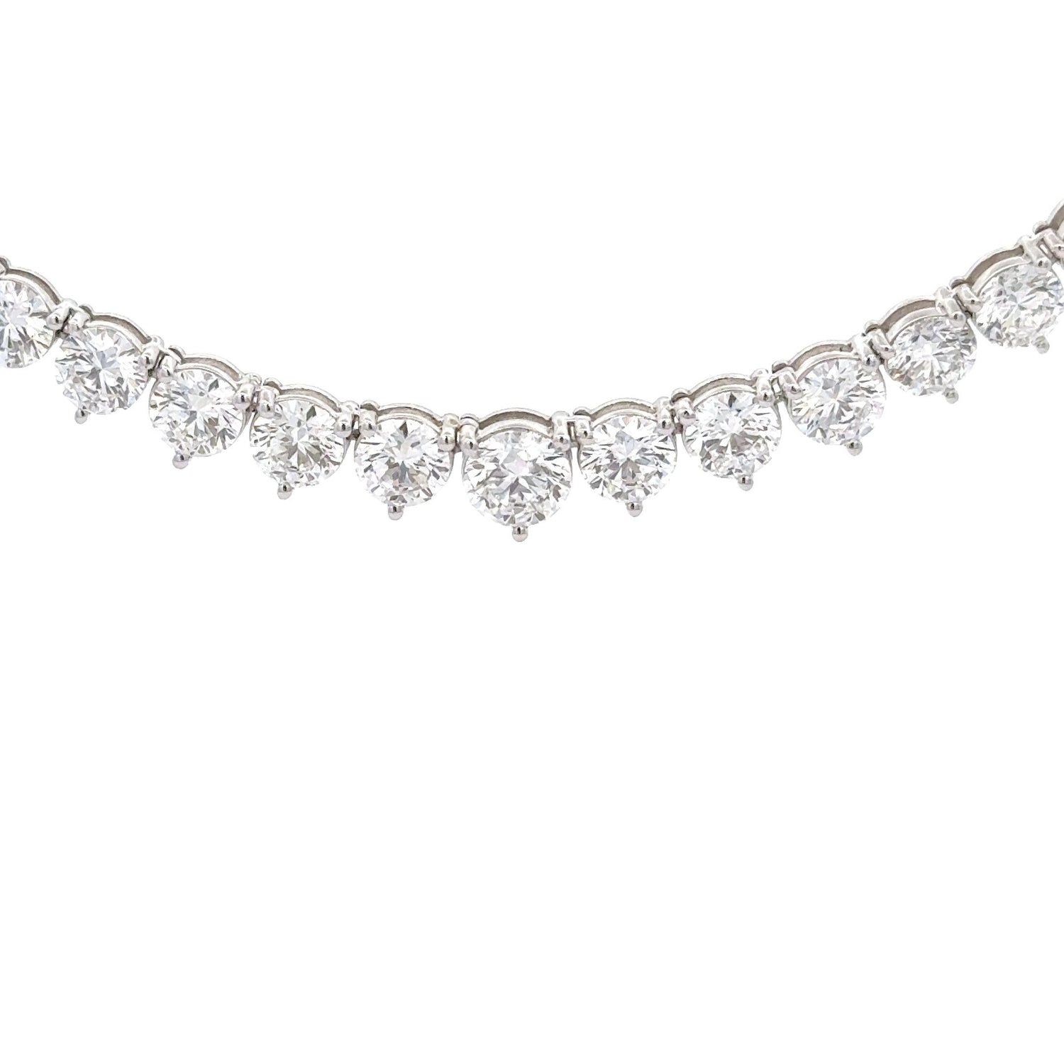 14K White Gold Lab Grown 24.67 cttw Diamond Graduated Tennis Necklace
