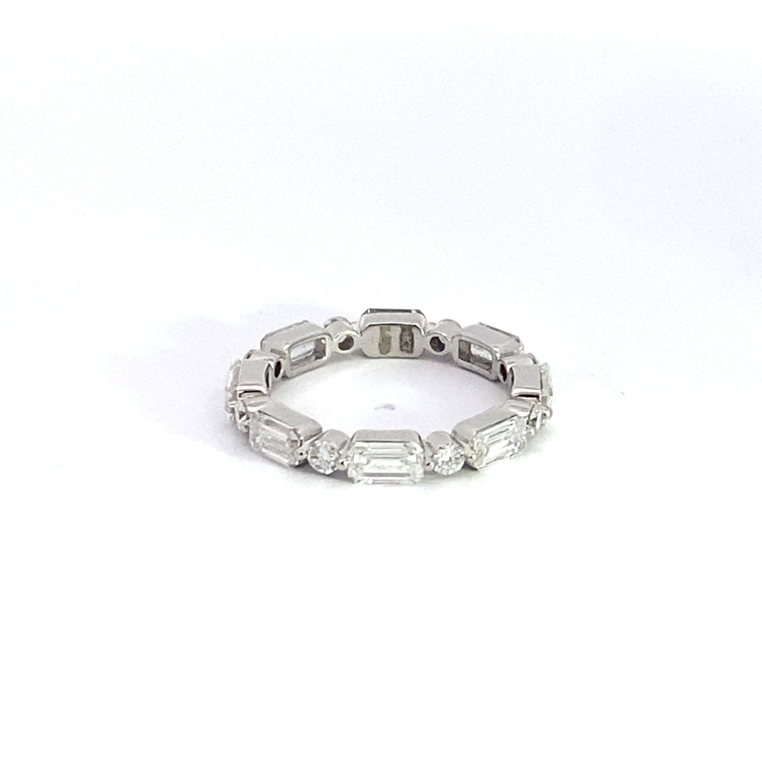 14K White Gold 2.69 cttw Emerald Cut And Round Lab Grown Diamond Eternity Band