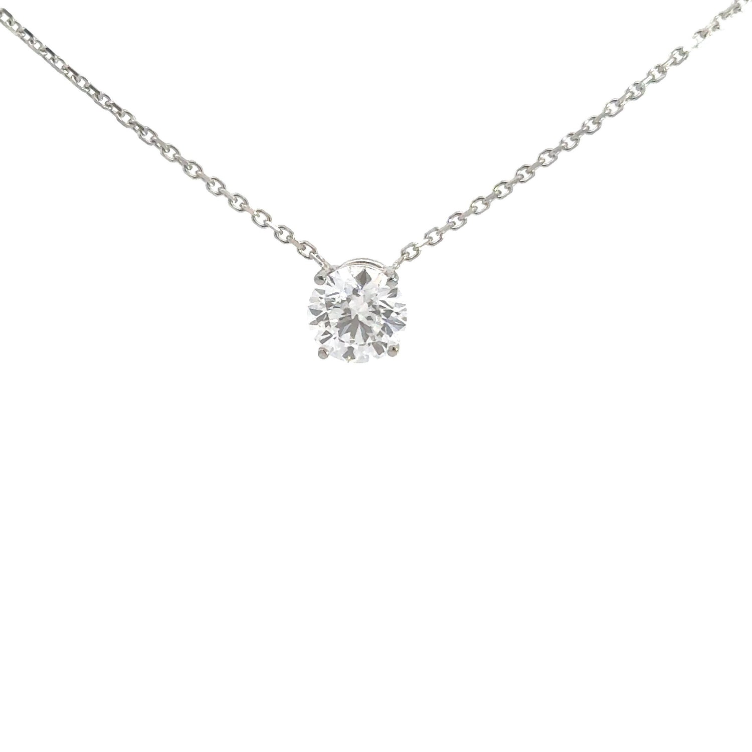 14K White Gold 1.59 cttw Round Brilliant Cut Lab Grown Diamond Solitaire Pendant