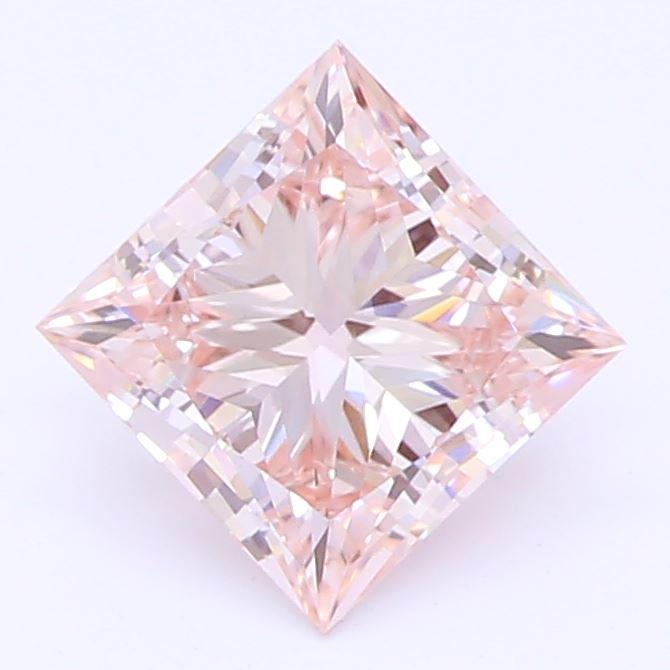 Diamante cultivado en laboratorio de talla princesa rosa claro elegante de 0,66 quilates, claridad VS1