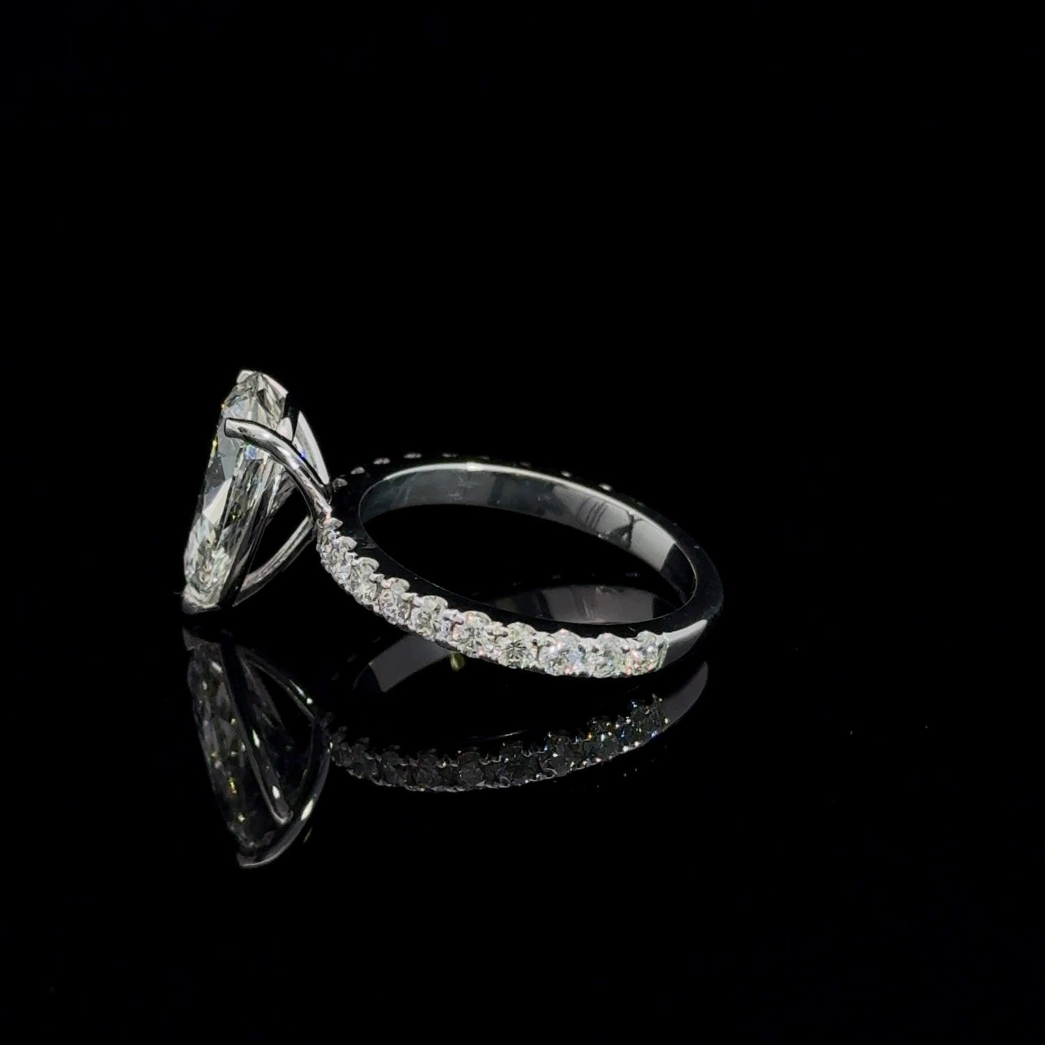 14K White Gold 3.46 cttw Pear Shape Lab Grown Diamond Engagement Ring