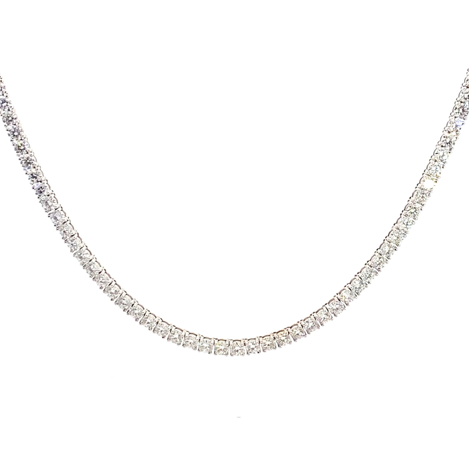 14K White Gold Lab Grown 26.20 cttw Diamond Tennis Necklace – 26.20 CTTW