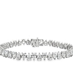 Pulsera de tenis de oro blanco de 14 quilates con diamantes cultivados en laboratorio en forma de pera