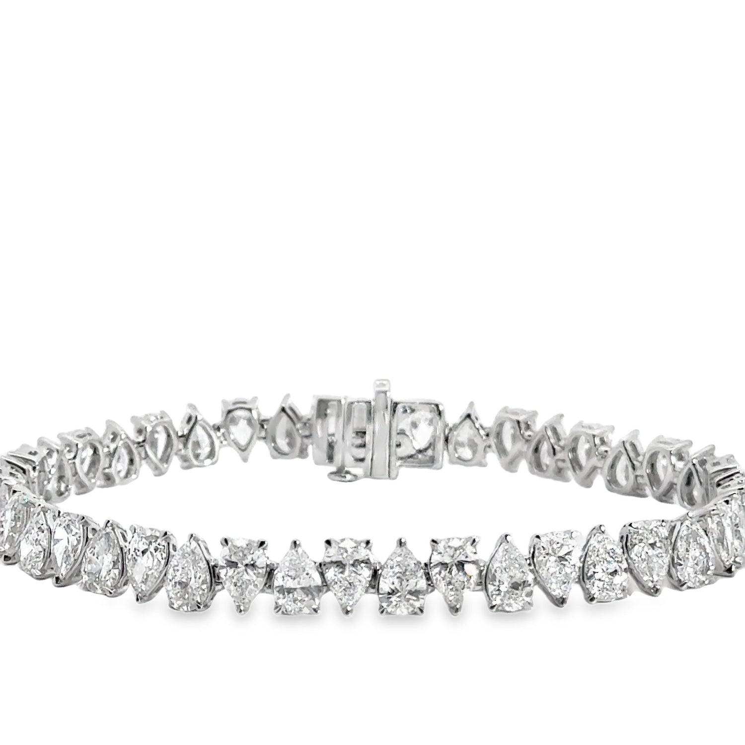 14K White Gold Pear Shape Cut Lab Grown Diamond Tennis Bracelet 15.03cttw