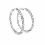 Aros de oro blanco de 14 quilates con diamantes cultivados en laboratorio de talla brillante redonda