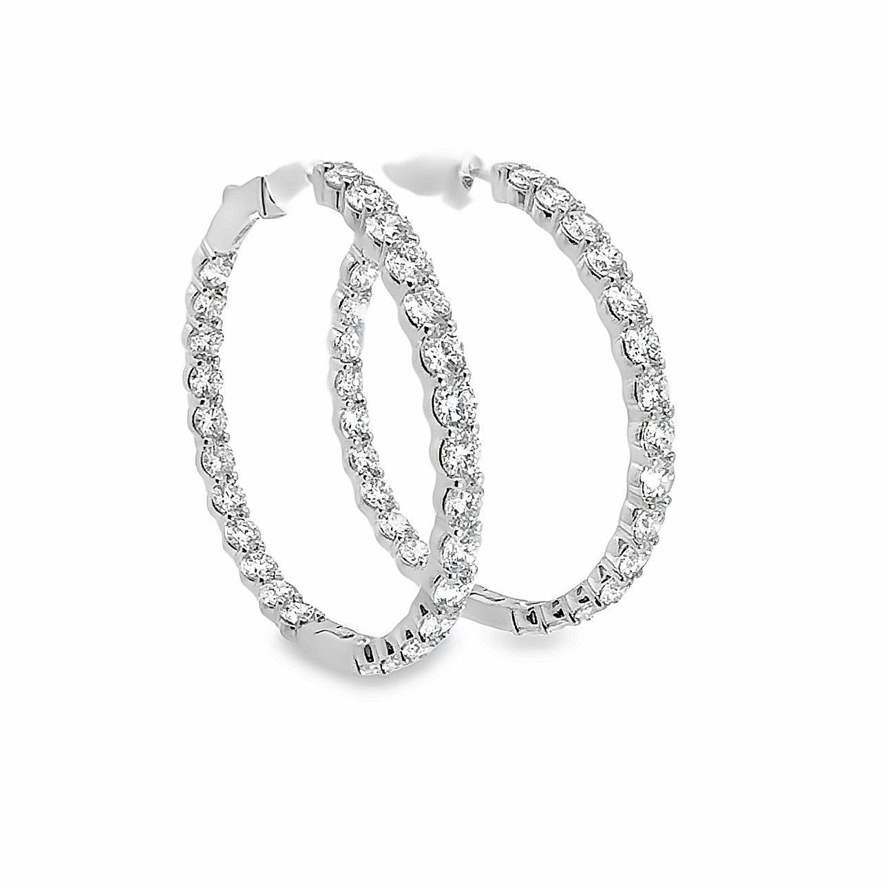 14K White Gold 10.00 ctw Round Brilliant Cut Lab Grown Diamond Hoop Earrings