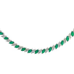 14k White Gold 19.4 cttw Marquise Shape Emerald and Lab Grown Diamond Necklace