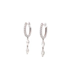 Pendientes colgantes de diamantes cultivados en laboratorio en forma de marquesa en oro blanco de 14 quilates