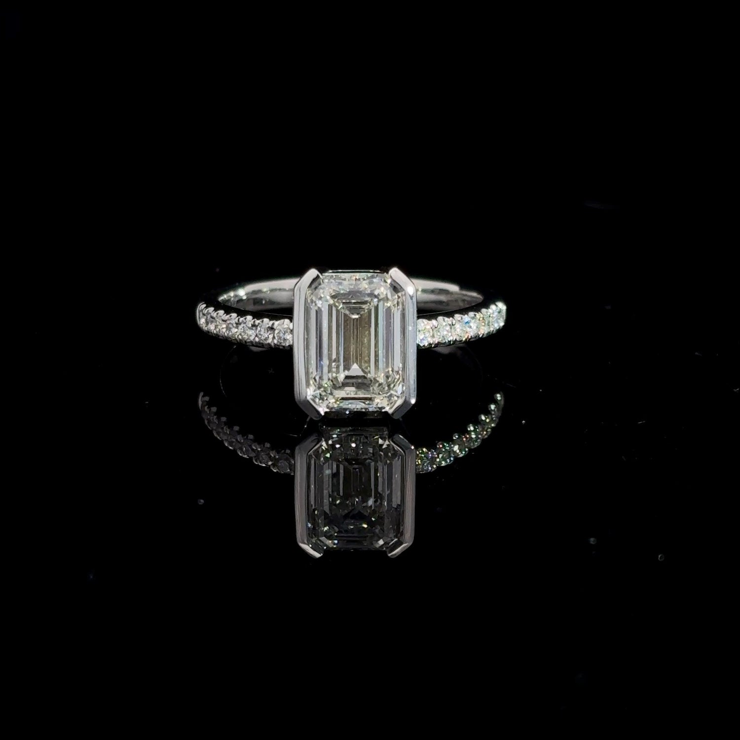 2.17cttw 14K White Gold Emerald Cut Lab Grown Diamond Engagement Ring F VS1