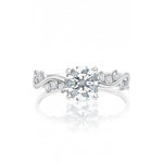 14K White Gold 1.00 – 1.50 ct Wave and Diamond Engagement Ring Semi Mounting