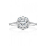14K White Gold Halo Engagement Ring Semi Mounting (For 0.50–1.00 Ct Round Center Stone)