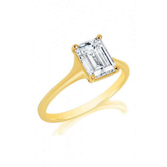 14K Yellow Gold Solitaire 2.25 – 2.75 ct Radiant Cut Engagement Ring Semi Mounting