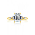14K Yellow Gold Sidestone Engagement Ring Semi Mounting – (For 1.75–2.25 Ct Emerald Cut Center Stone)