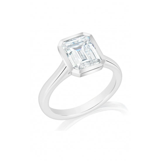 14K White Gold Solitaire 2.75 – 3.25 ct Emerald Cut Engagement Ring Semi Mounting