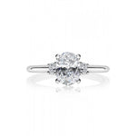 14K White Gold Three Stone Engagement Ring Semi Mounting (For 1.00–1.50 Ct Oval Center Stone)