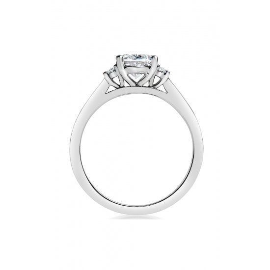 14K White Gold Three Stone Engagement Ring Semi Mounting (For 1.00–1.50 Ct Oval Center Stone)