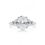 14K White Gold Sidestone Engagement Ring Semi Mounting (For 1.75–2.25 Ct Oval Center Stone)