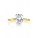 14K Yellow Gold Sidestone Engagement Ring Semi Mounting (For 1.25–1.75 Ct Oval Center Stone)